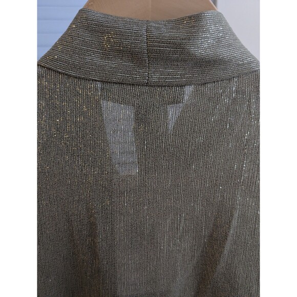 NWT Lafayette 148 Bryon Tie Neck Blouse Honey Gold  Metallic Sz M - Picture 3 of 11